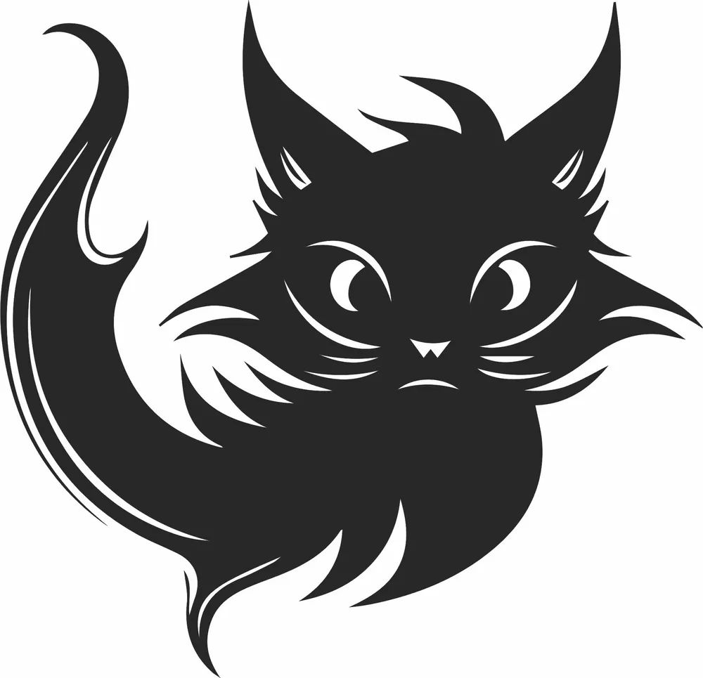 Fish Cat Animal Silhouette — full DXF linework preview