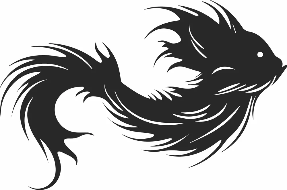 Fish Cat Animal Silhouette — full DXF linework preview