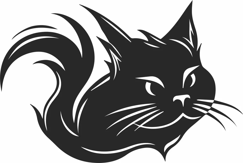 Fish Cat Animal Silhouette — full DXF linework preview