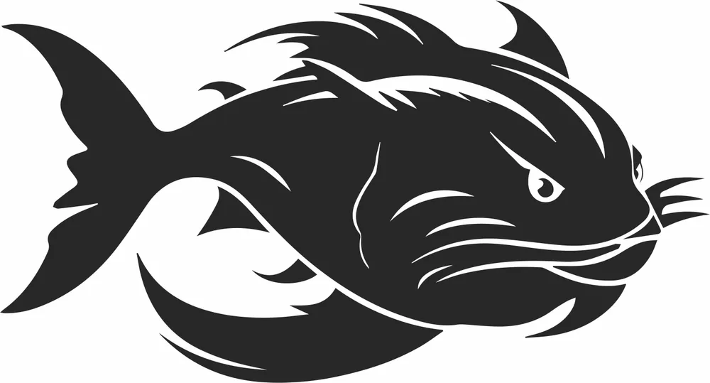 Fish Cat Animal Silhouette — full DXF linework preview
