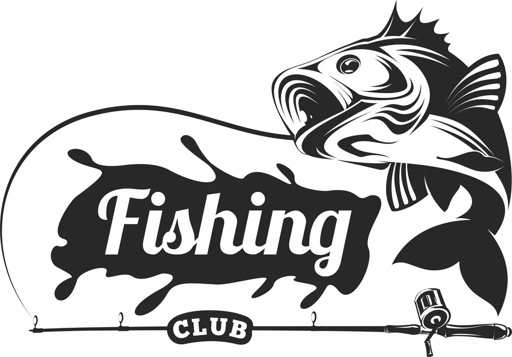 Fishing Club Logo Sign — full DXF linework preview