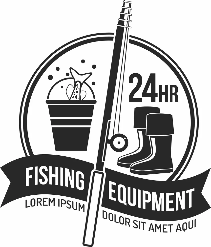 Fishing Equipment Logo Sign — full DXF linework preview