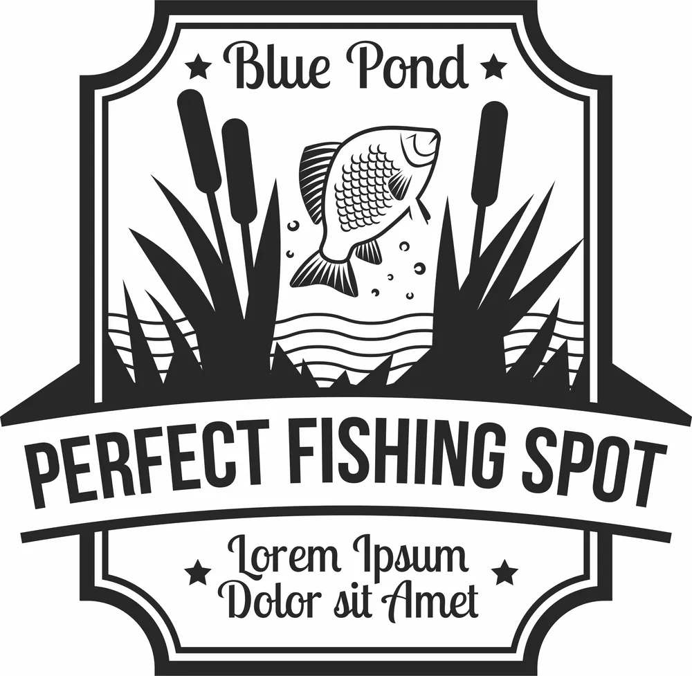 Fishing Logo Clipart — full DXF linework preview
