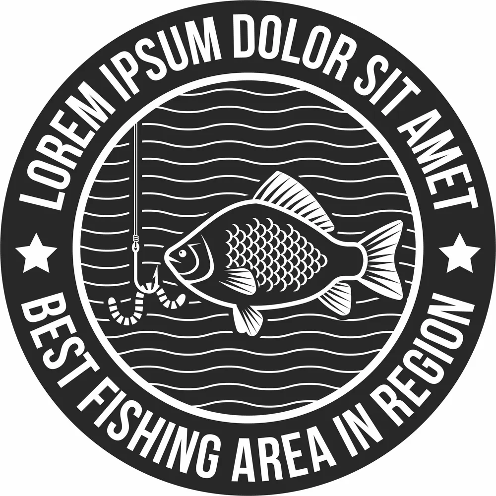 Fishing Logo Sign — full DXF linework preview