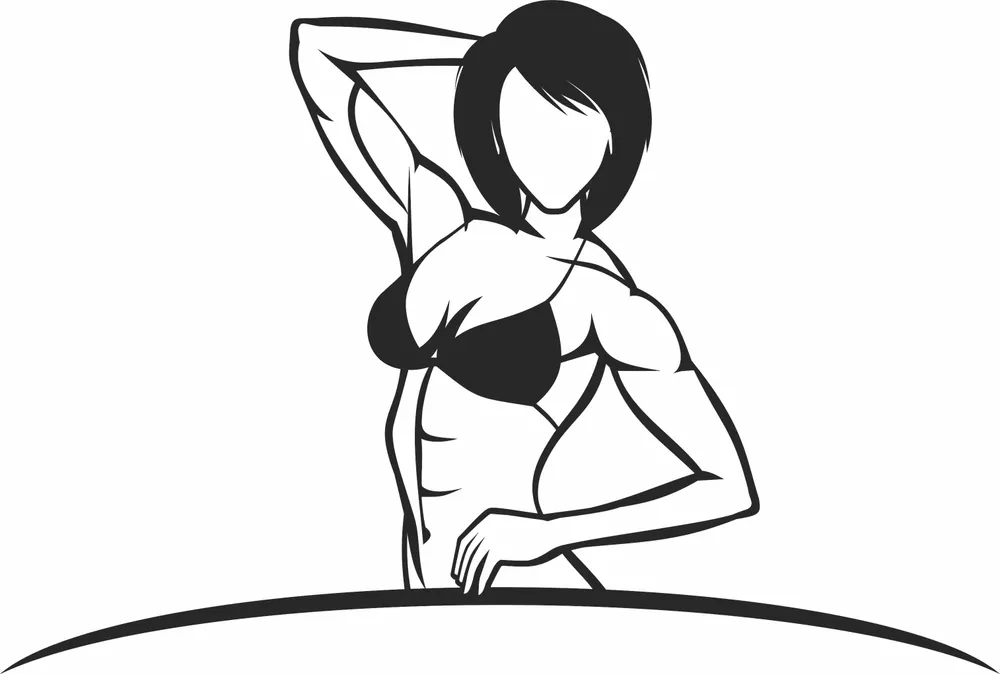 Fitness Girl Gym Clipart — full DXF linework preview
