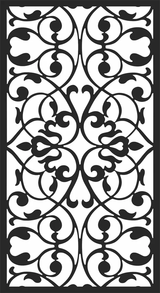 Floral Door Wall Art — full DXF linework preview
