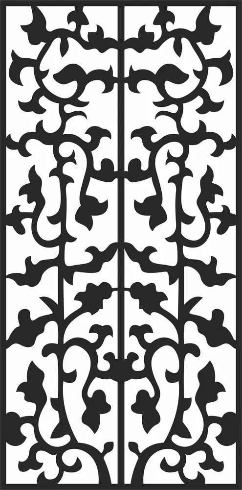 Floral Pattern Door Wall Art — full DXF linework preview