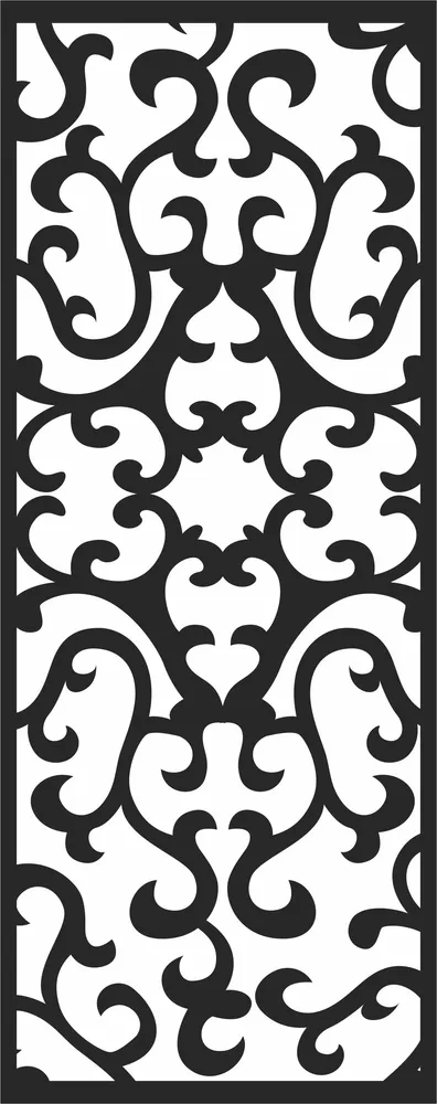 Floral Pattern Door Wall Art — full DXF linework preview