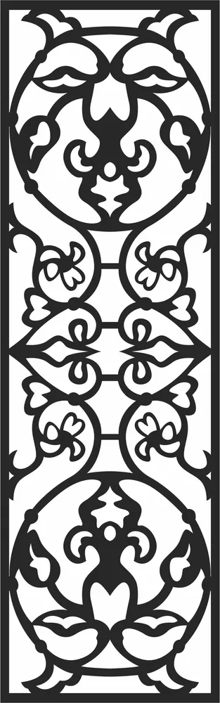 Floral Pattern Door Wall Art — full DXF linework preview