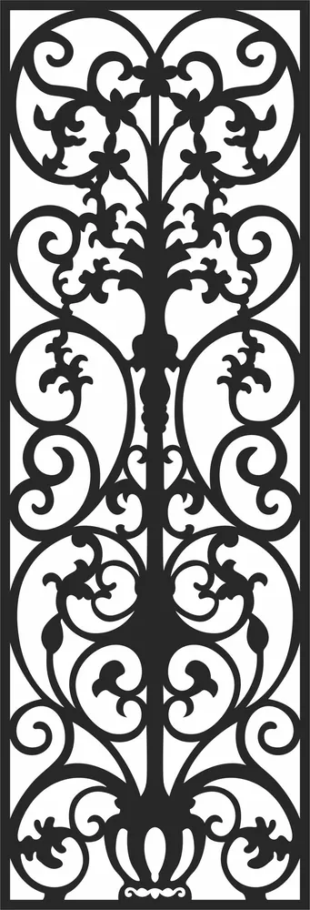 Floral Pattern Door Wall Art — full DXF linework preview