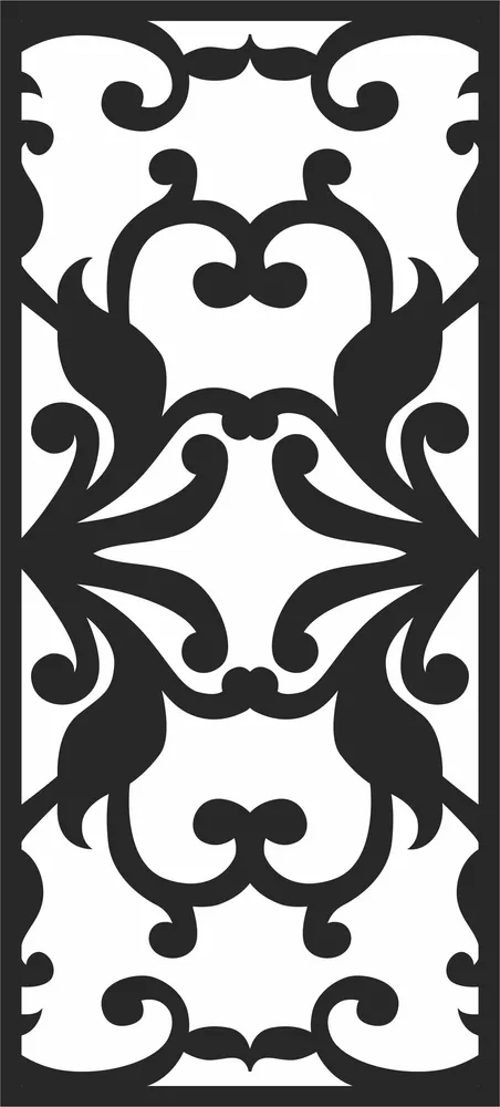 Floral Pattern Door Wall Art — full DXF linework preview