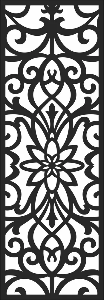 Floral Pattern Door Wall Art — full DXF linework preview