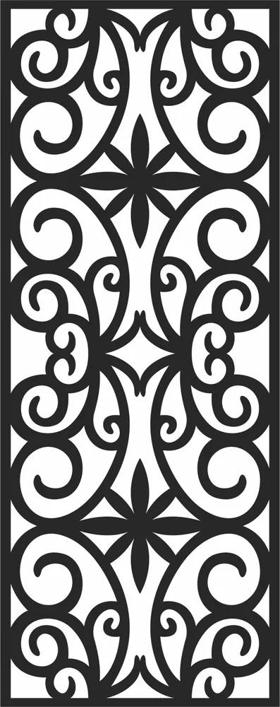 Floral Pattern Door Wall Art — full DXF linework preview