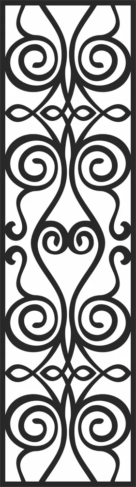 Floral Pattern Door Wall Art — full DXF linework preview