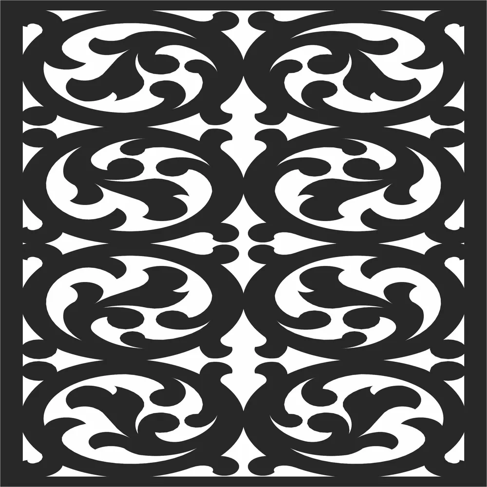Floral Pattern Square Wall Art — full DXF linework preview