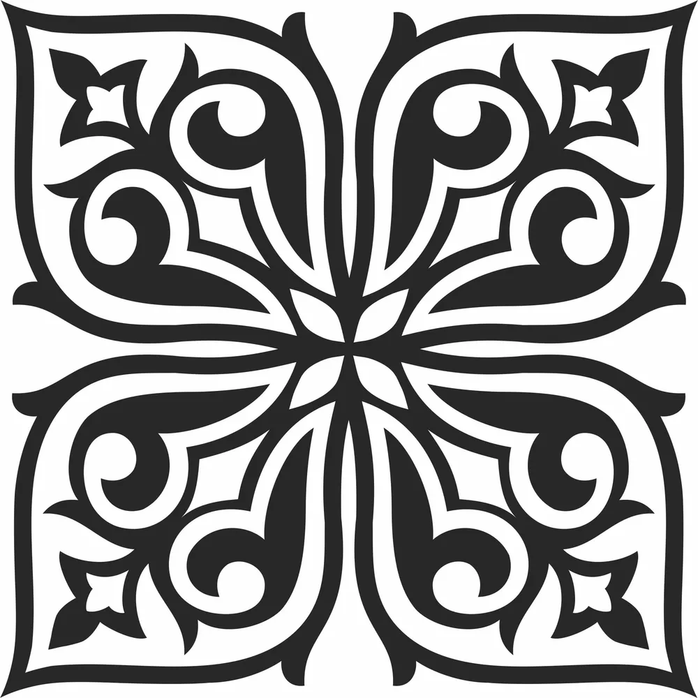Floral Pattern Wall Art — full DXF linework preview