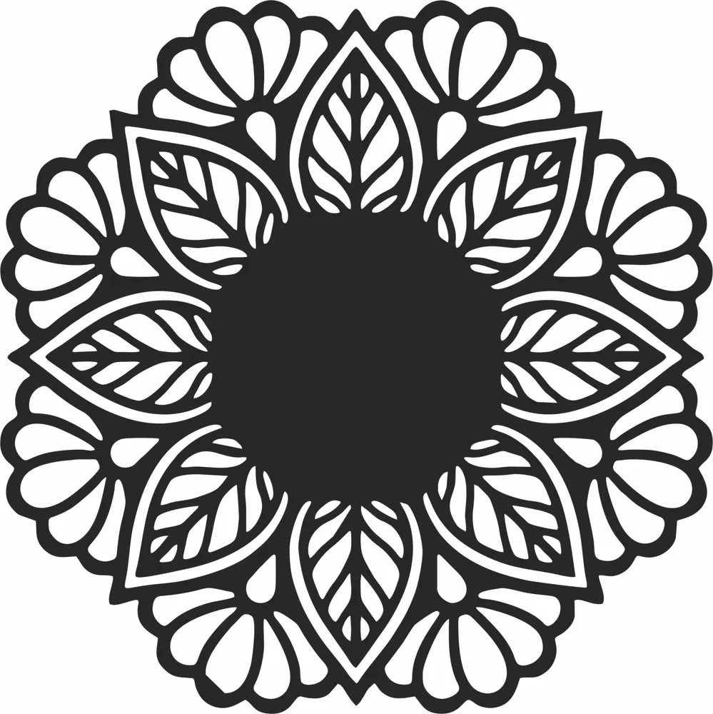 Flowers Mandala Ornament — DXF linework preview