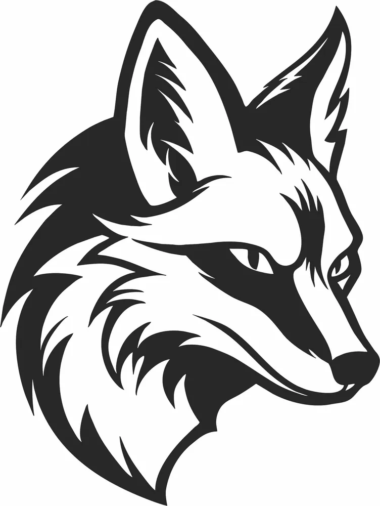 Fox Face Clipart — full DXF linework preview