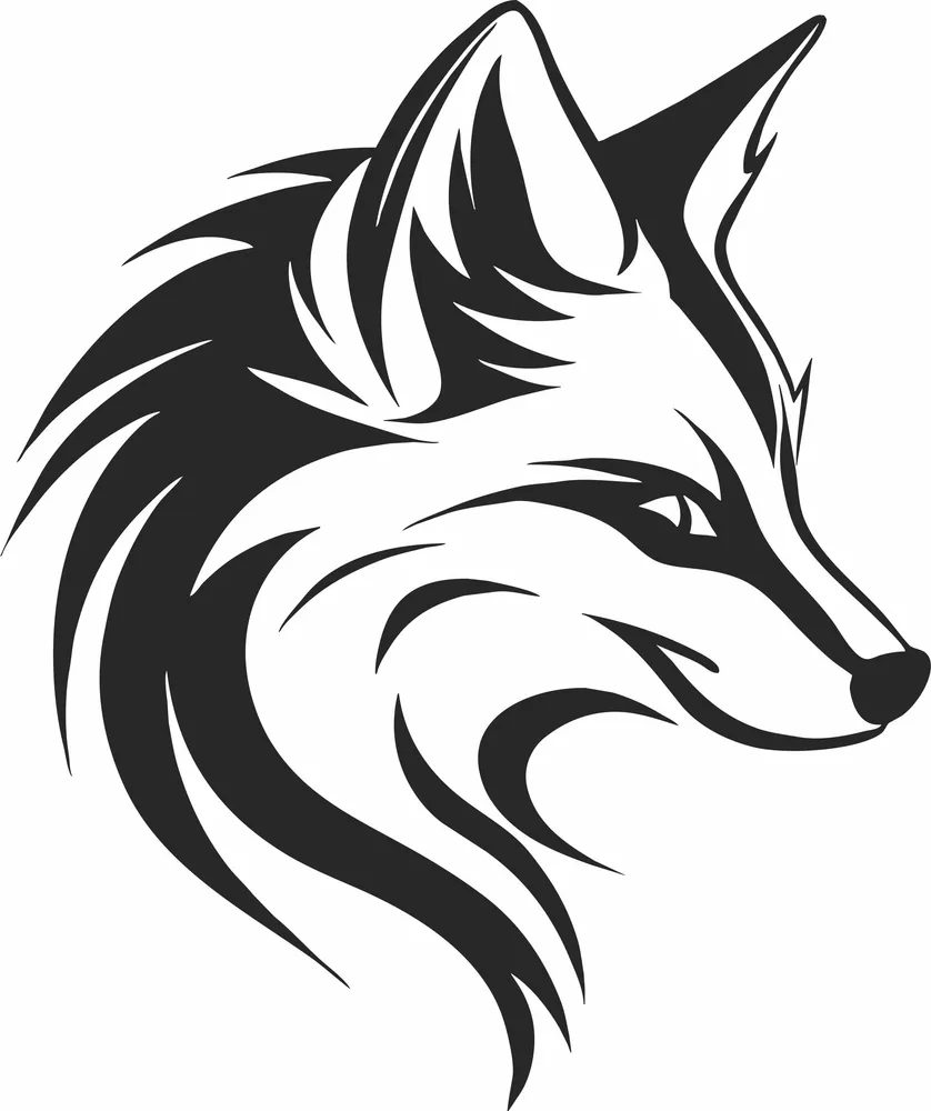 Fox Face Clipart — full DXF linework preview