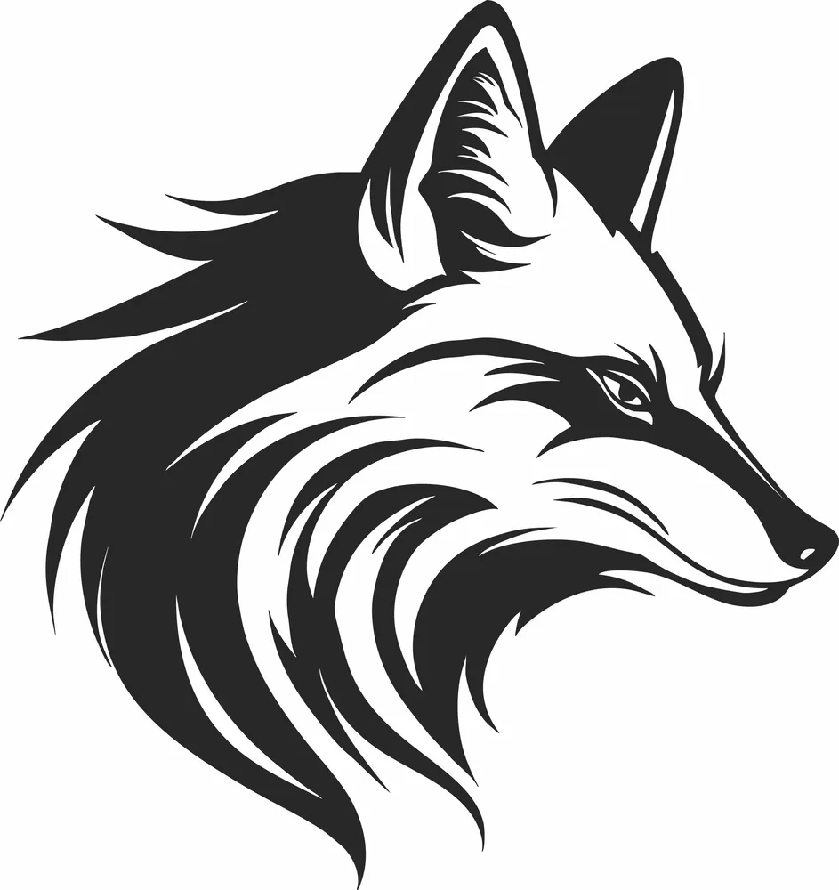 Fox Face Clipart — full DXF linework preview