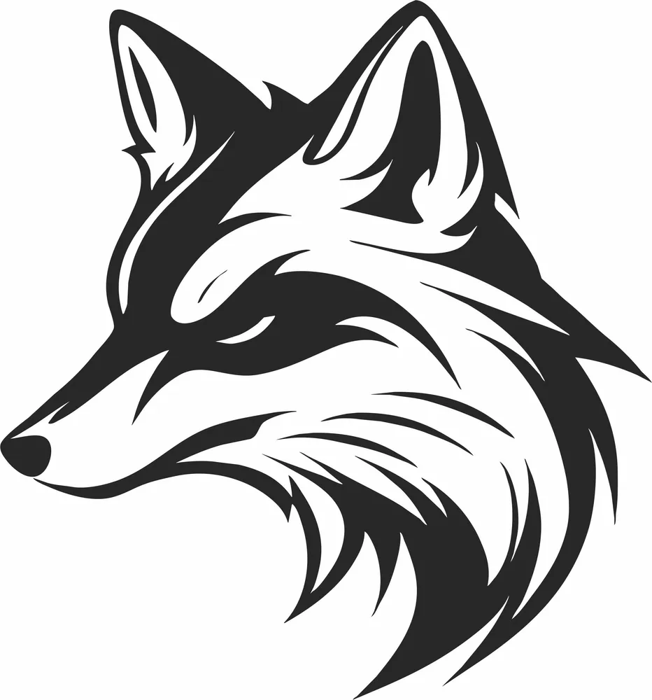 Fox Face Clipart — full DXF linework preview