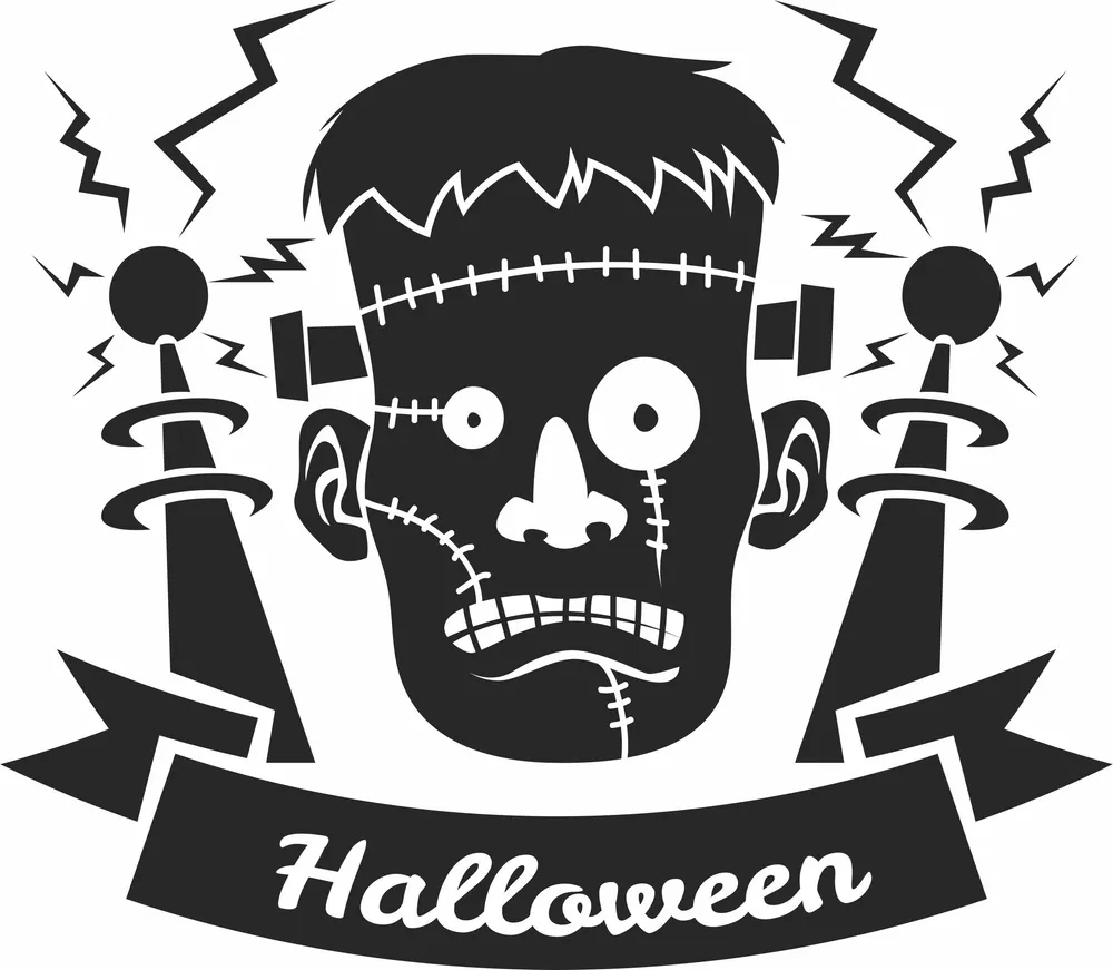 Frankenstein Halloween Clipart — full DXF linework preview