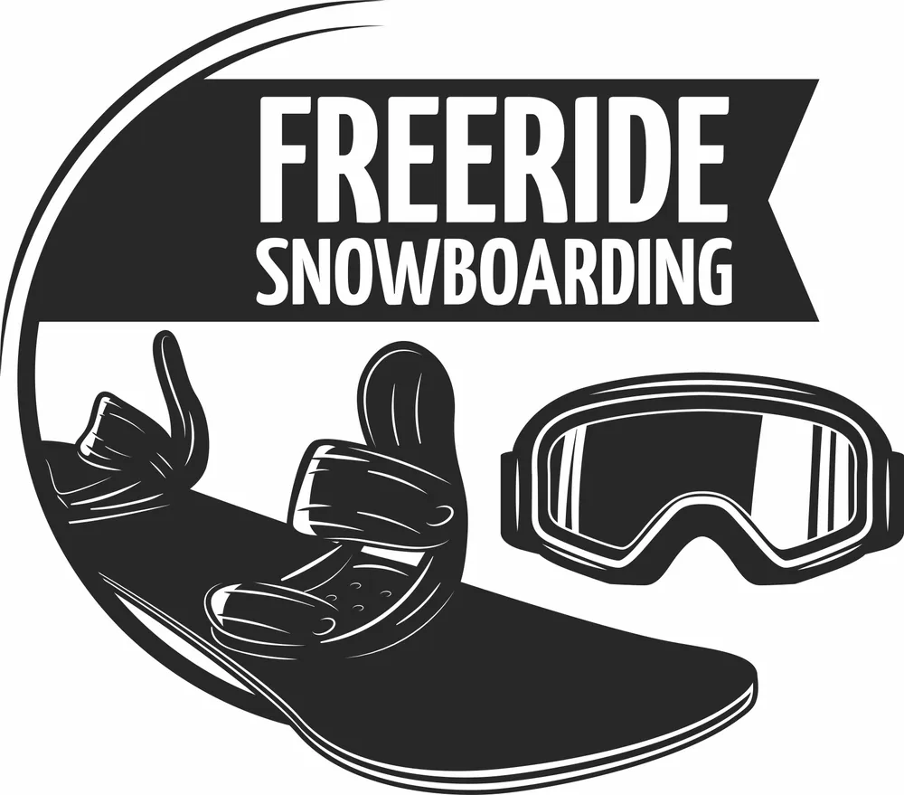 Freeride Snowboarding Logo Clipart — full DXF linework preview