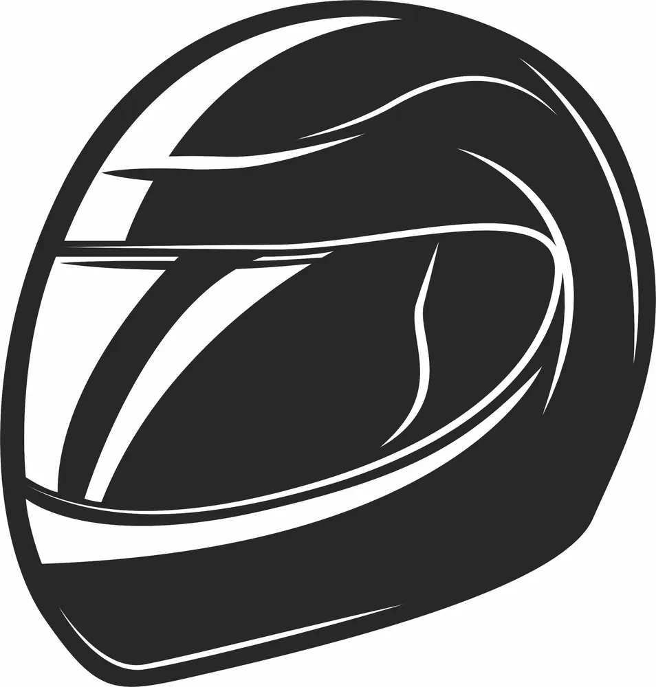 Full Face Racing Helmet Motorcycle Visor Graphic — DXF linework preview