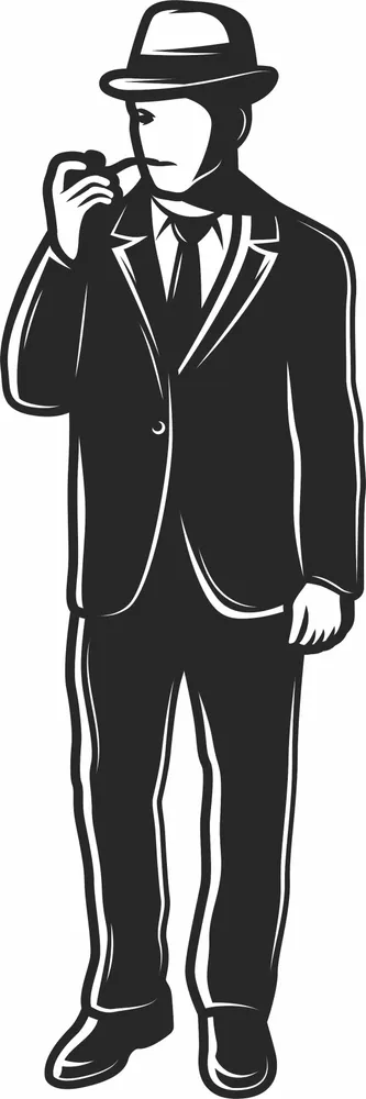 Gangster Man Smoking Clipart-gangster-cliparts-art-retro Clipart — full DXF linework preview