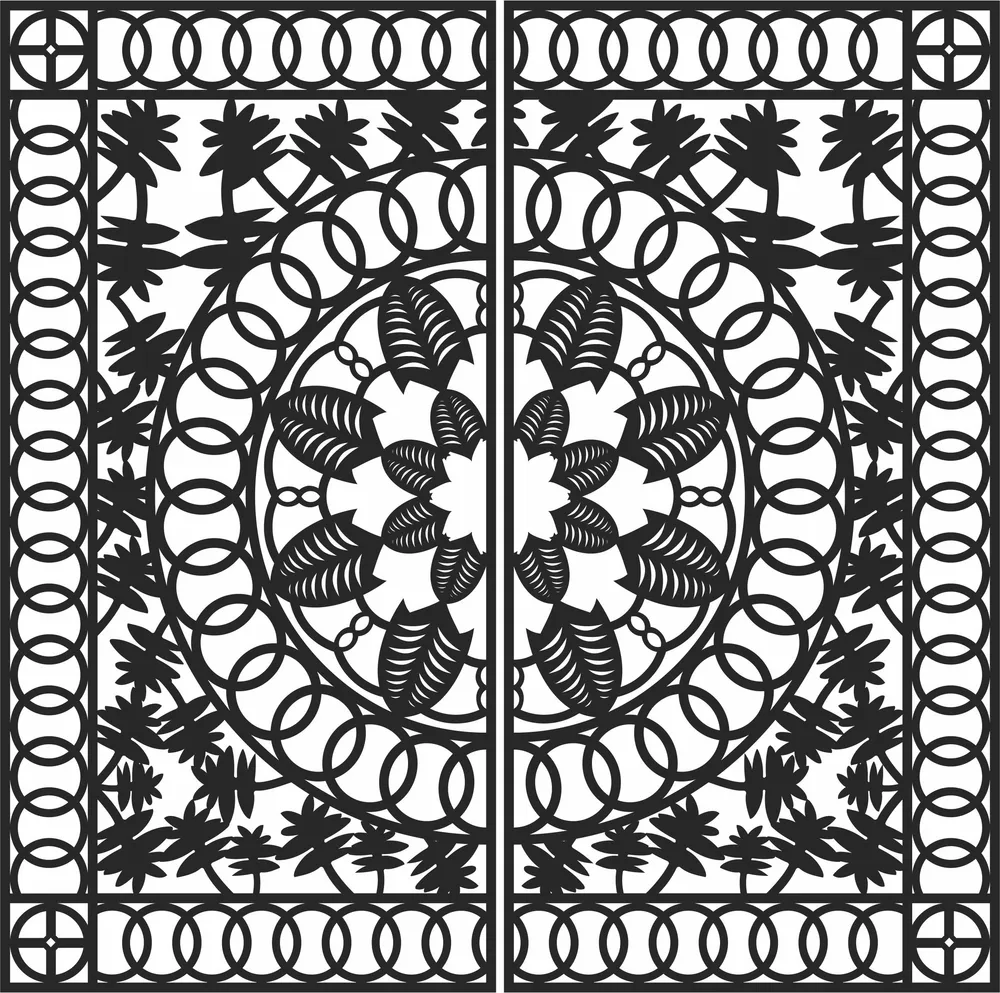 Gate Door Wall Art — full DXF linework preview