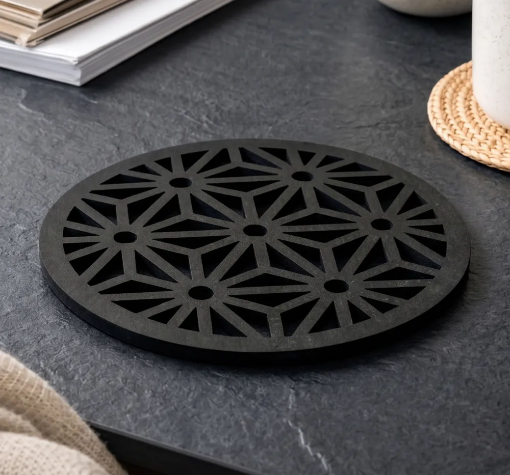 Geometric Mandala Coaster — DXF linework preview