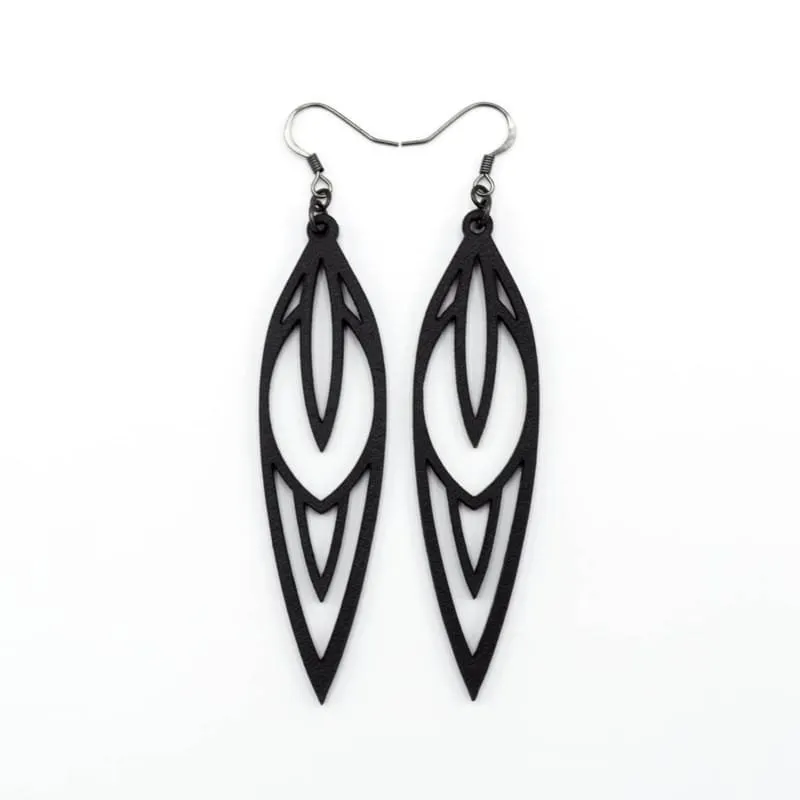Geometric Marquise Cutout Earrings — full DXF linework preview