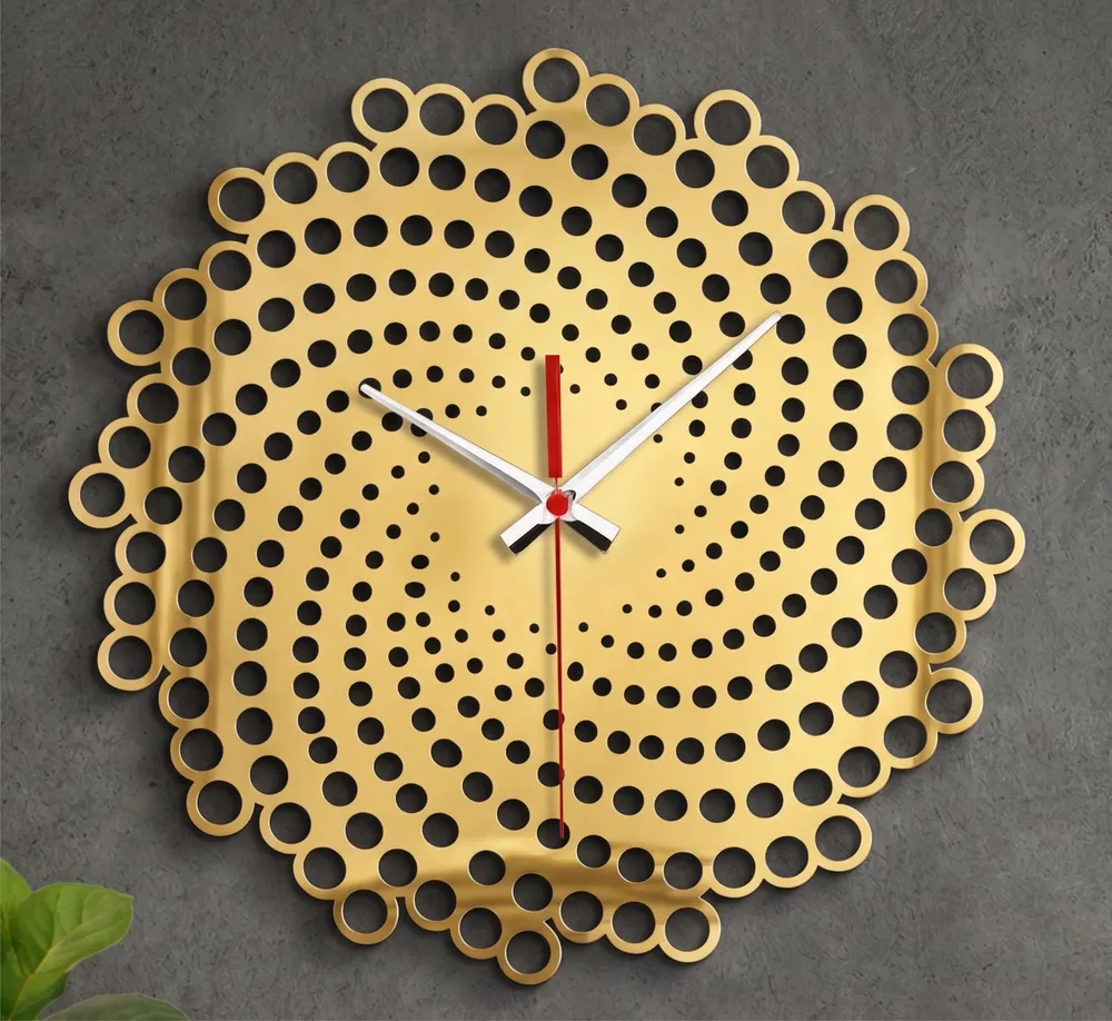 Geometric Spiral Wall Clock — DXF linework preview
