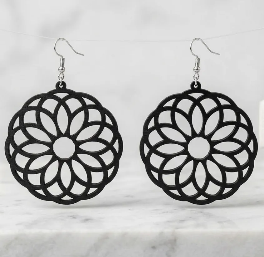 Geometry Mandala Earrings — DXF linework preview