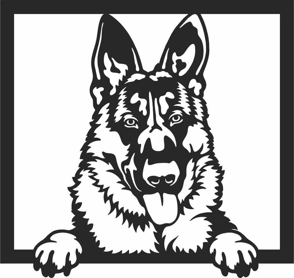 German Shepherd Dog Clipart — full DXF linework preview