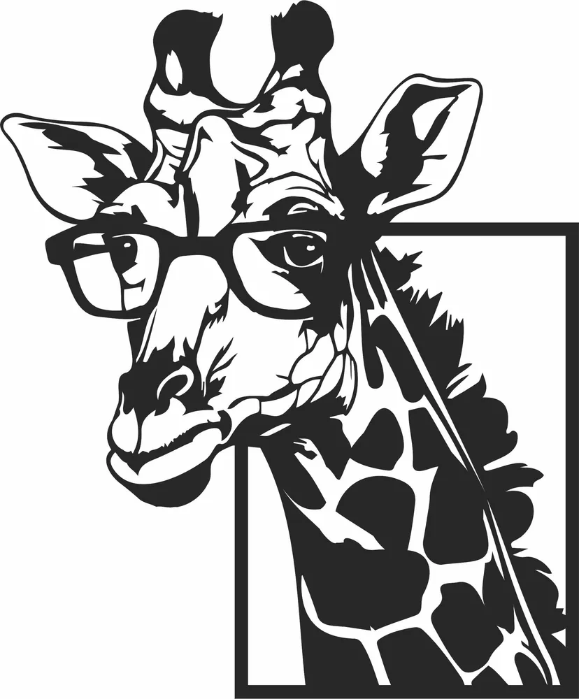 Giraffe Glasses Wall Art — full DXF linework preview