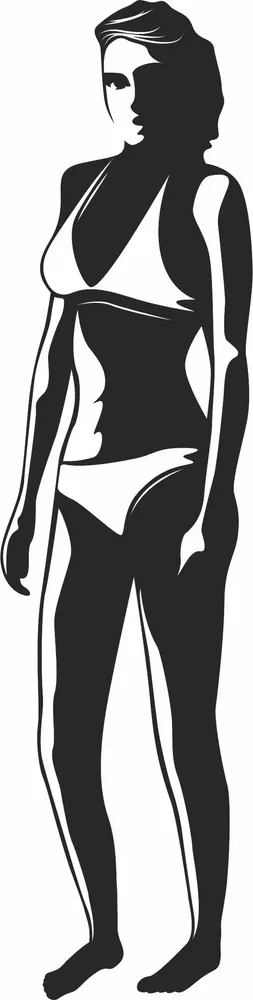 Girl Bikini Silhouette — full DXF linework preview