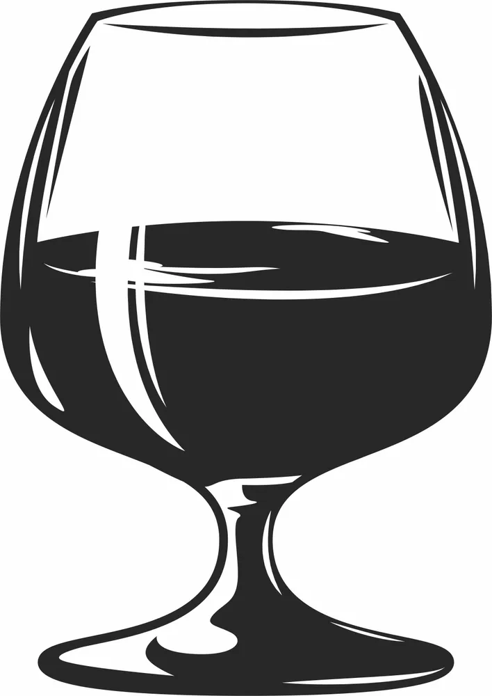 Glass Wine Silhouette — full DXF linework preview