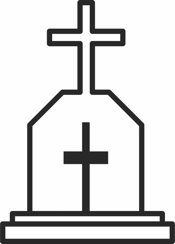 Grave Cross Line Halloween Clipart — full DXF linework preview