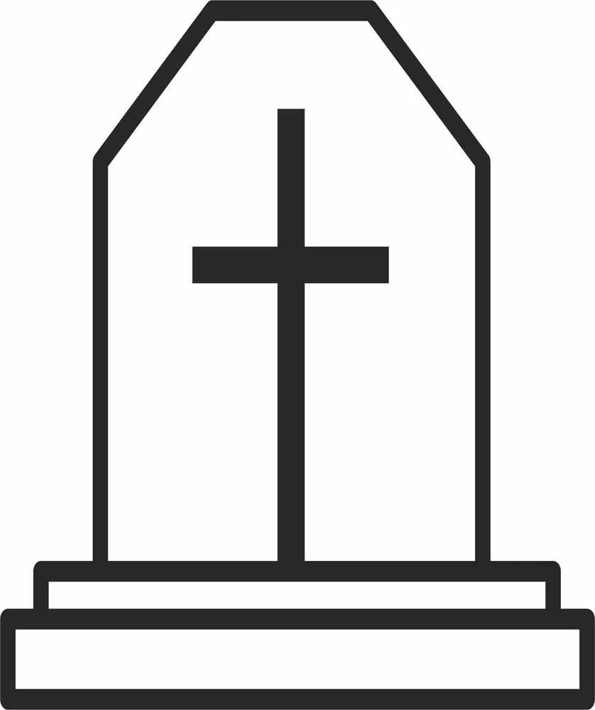 Grave Cross Line Halloween Clipart — full DXF linework preview