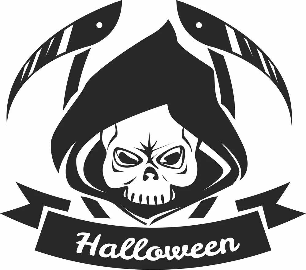 Grim Reaper Halloween Clipart — full DXF linework preview