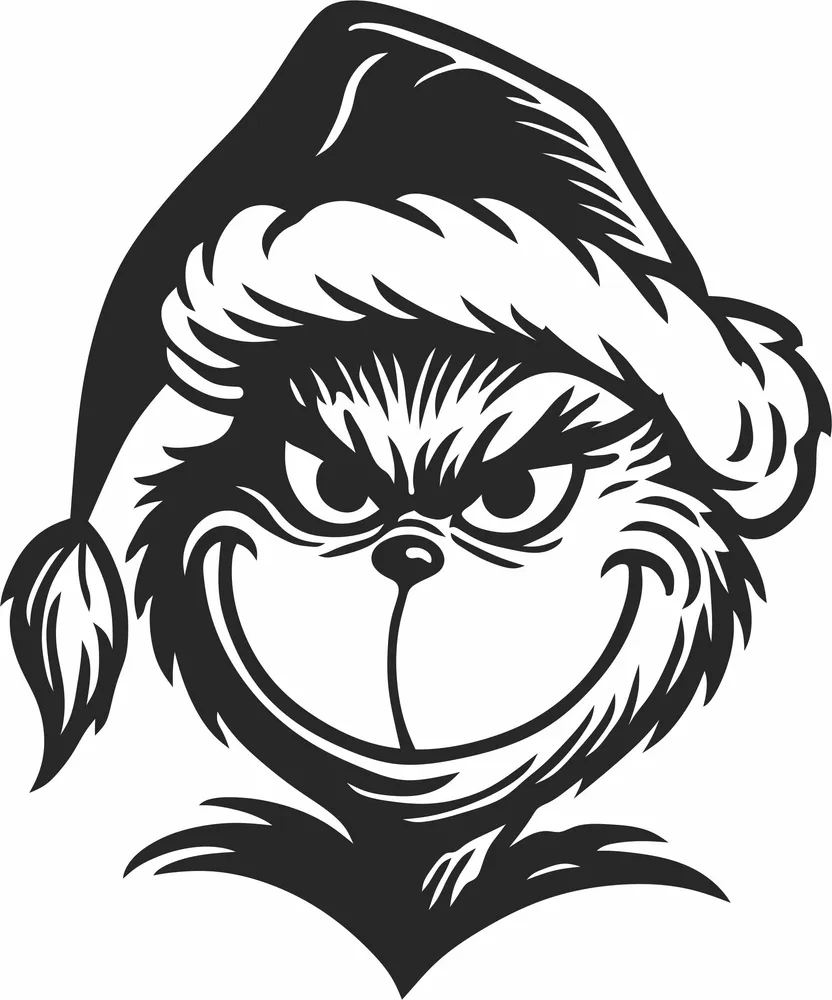 Grinch Santa Design — full DXF linework preview