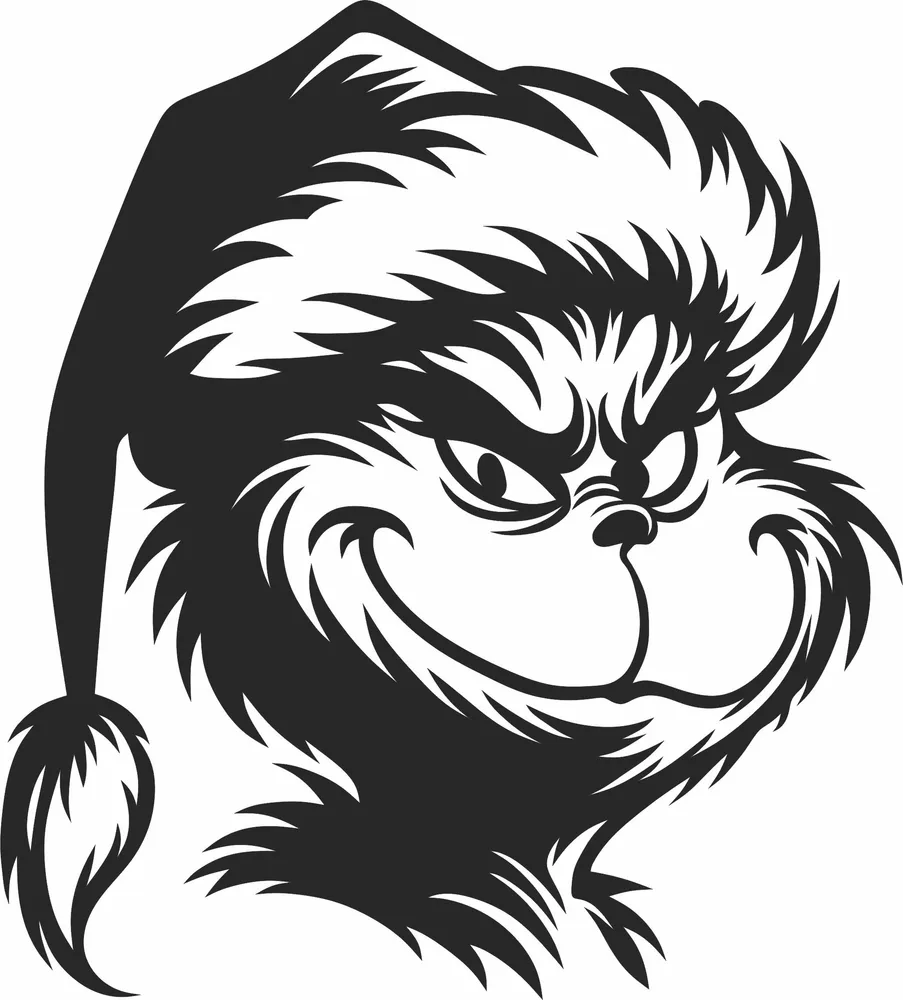 Grinch Santa Design — full DXF linework preview