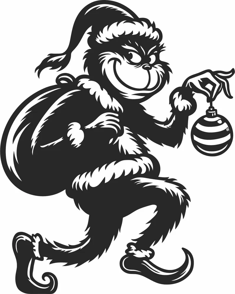 Grinch Santa Design — full DXF linework preview