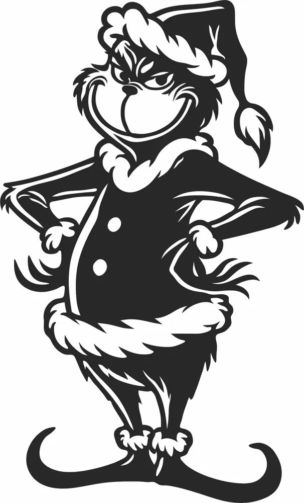 Grinch Santa Design — full DXF linework preview