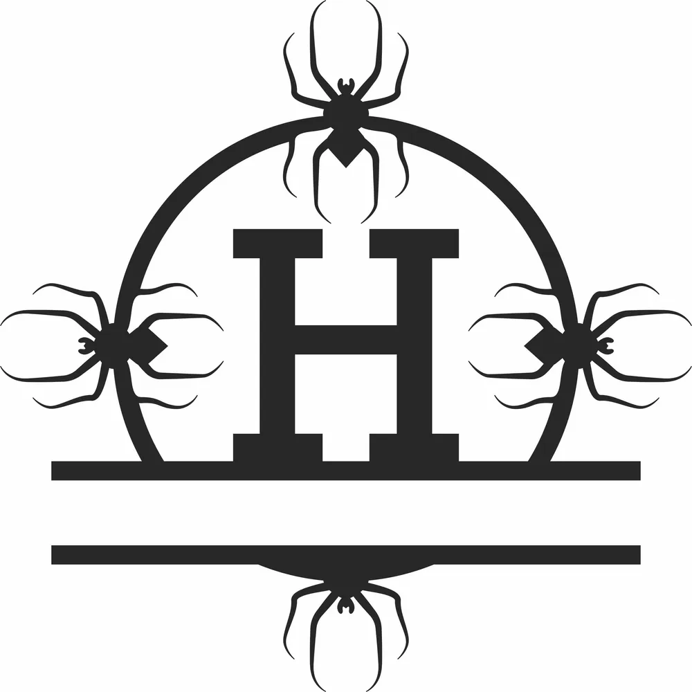 H Spiders Split Monogram — full DXF linework preview