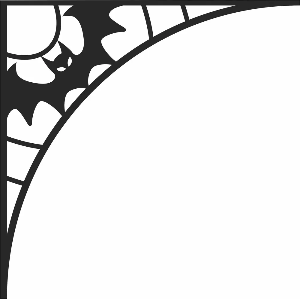 Halloween Bat Corner Clipart — full DXF linework preview