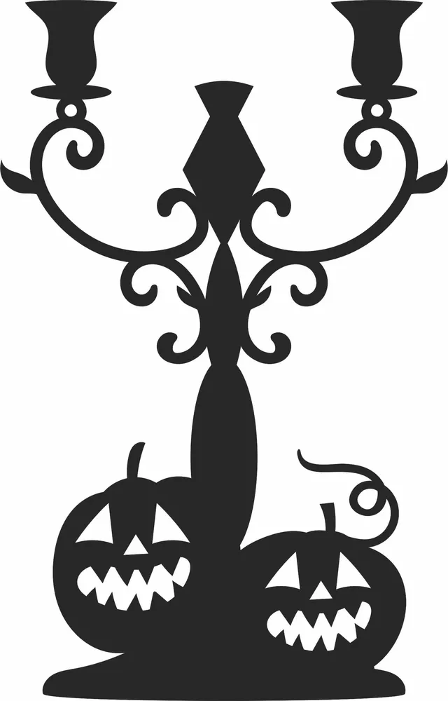Halloween Candle Holder Pumpkin Wall Art — full DXF linework preview