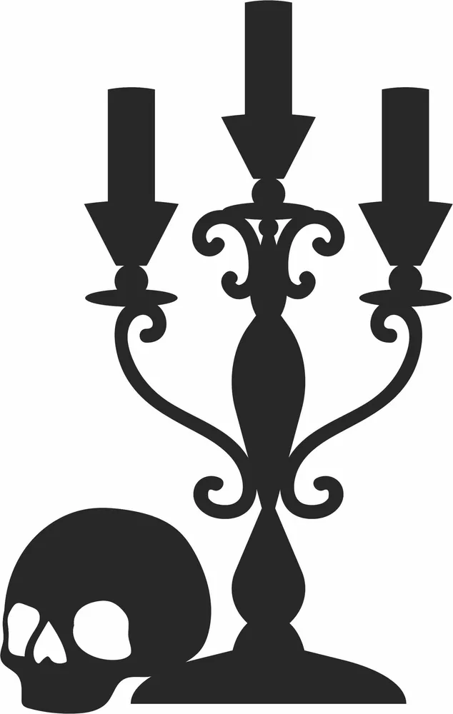 Halloween Candle Holder Skull Wall Art — full DXF linework preview
