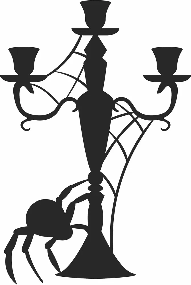 Halloween Candle Holder Spider Wall Art — full DXF linework preview